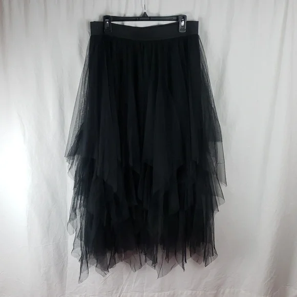 City Chic Women's 14 Black Tiered Tulle Pixie Skirt - Picture 7 of 16